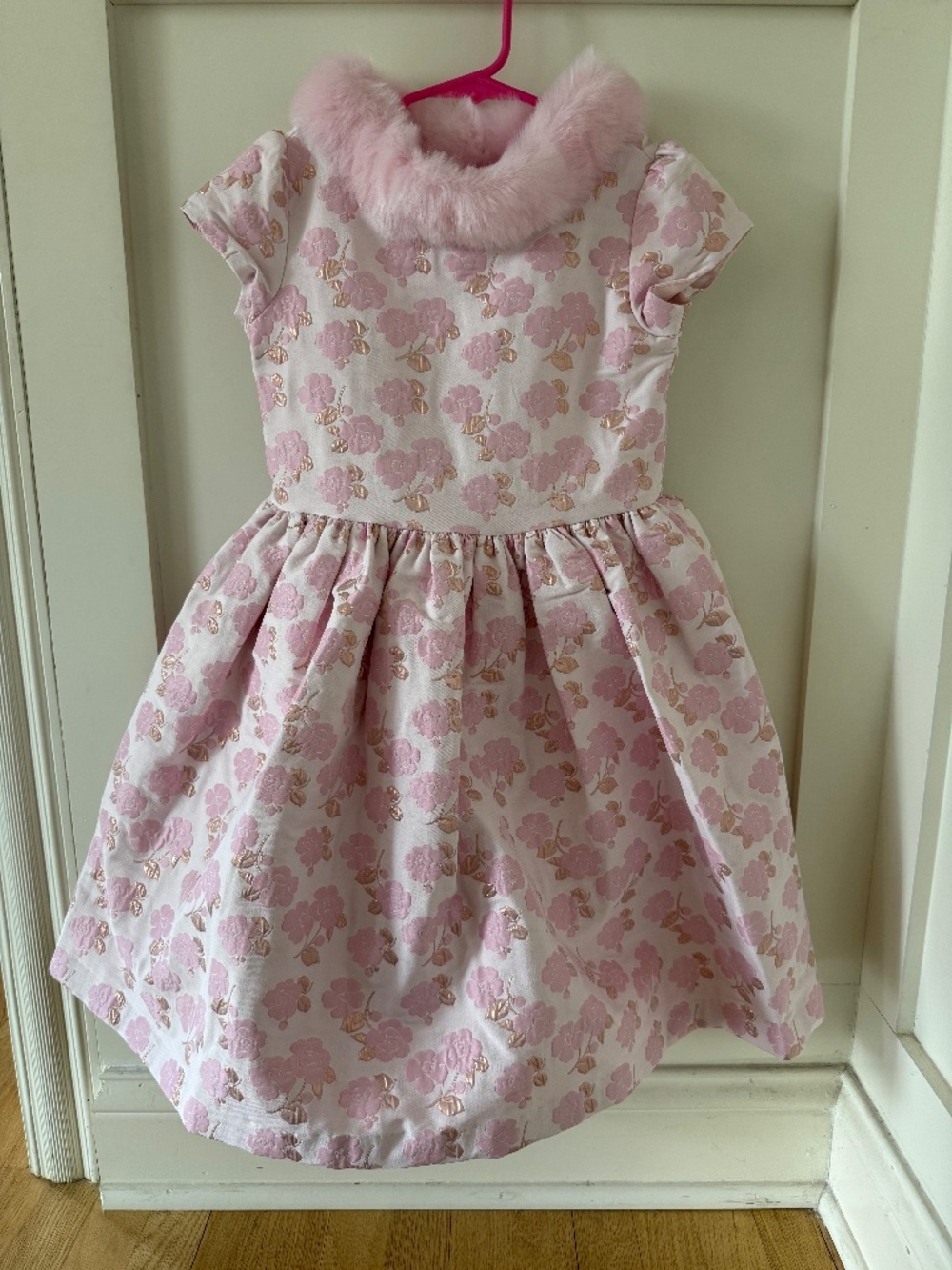 Janie and Jack Gorgeous Girls Pink Jacquard Holiday Dress Size 7